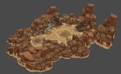 戈壁滩 沙漠 建筑 场景 3D模型