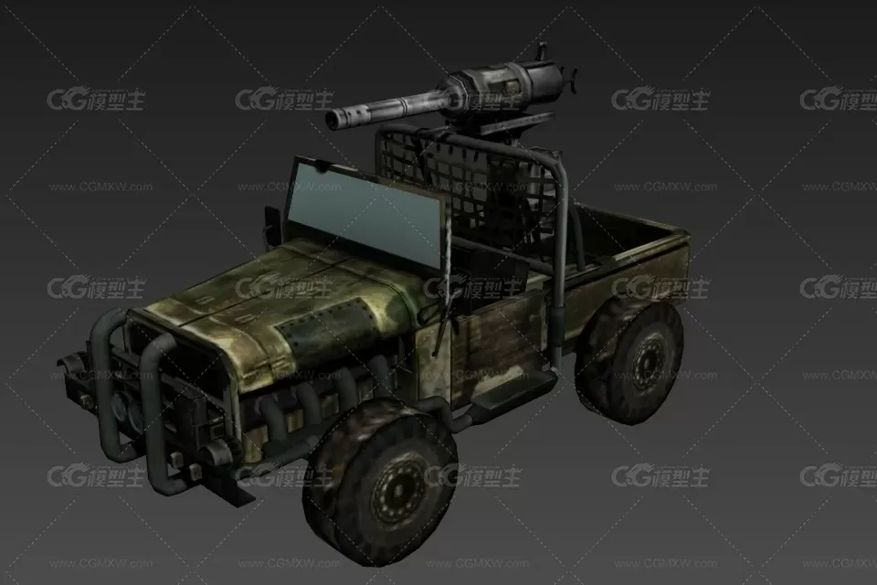 重机枪四轮装甲车 3D模型-1
