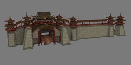 场景 古建筑 楼 城墙 3D模型