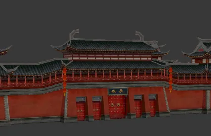 长安城古城门 城墙 中国古代建筑模型