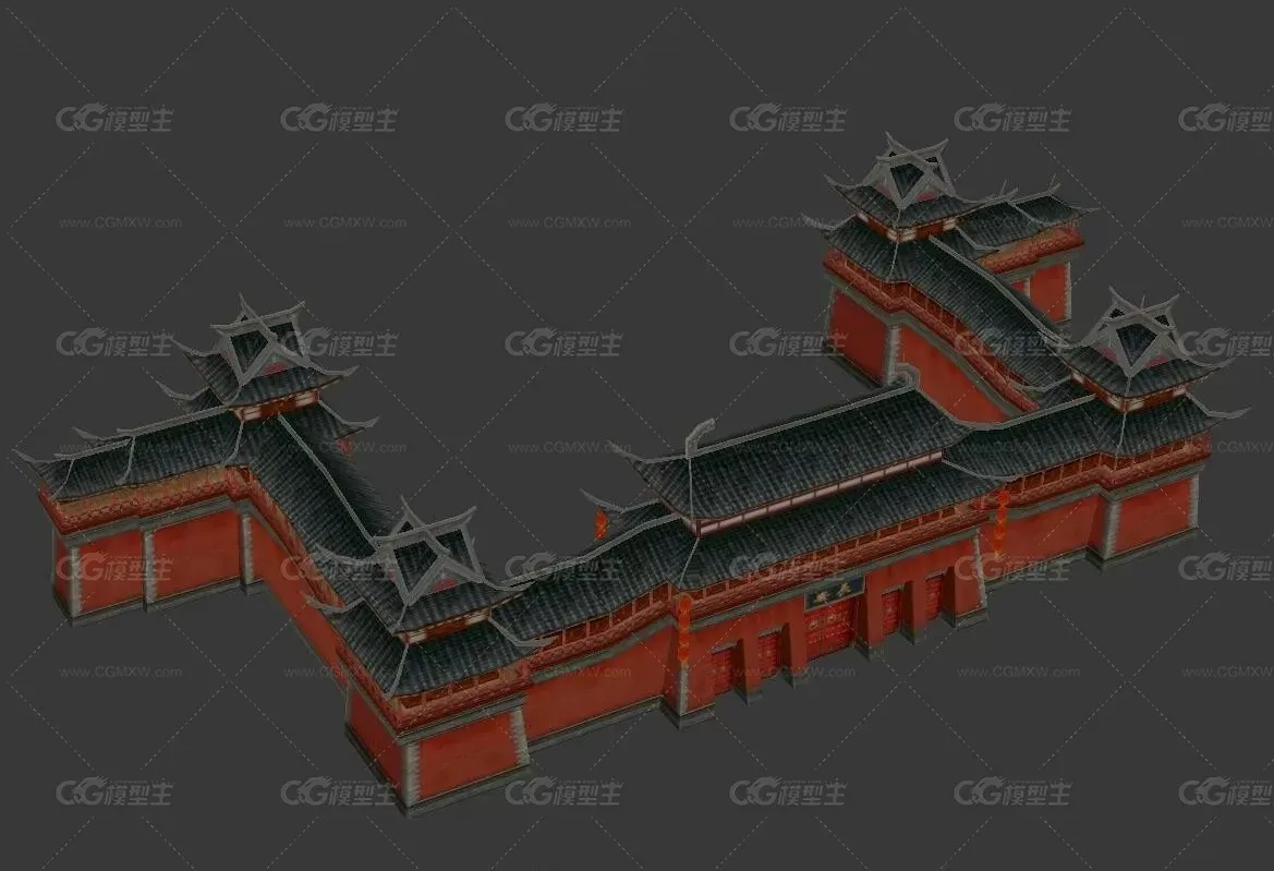 长安城古城门 城墙 中国古代建筑模型-2