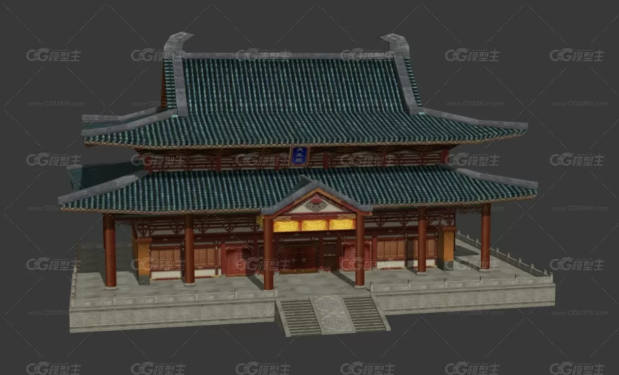 天王殿 宫 阁楼 建筑 3D模型-1