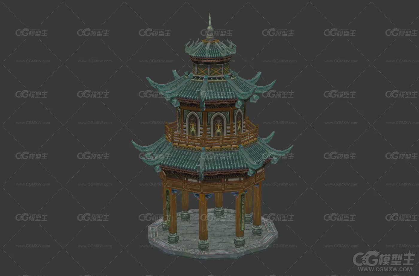 古代亭子模型-1