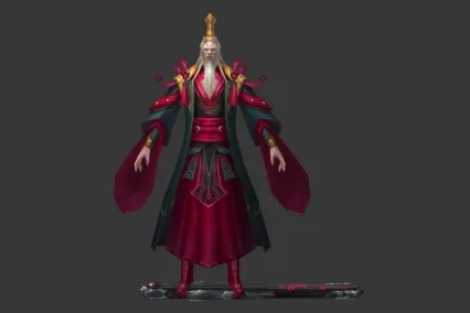 古代琴师3D角色模型