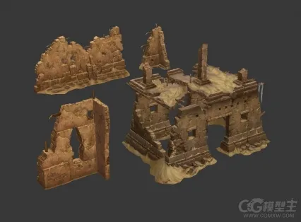 破损土墙3D模型
