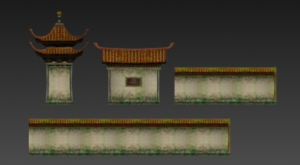 围墙 建筑 3D模型