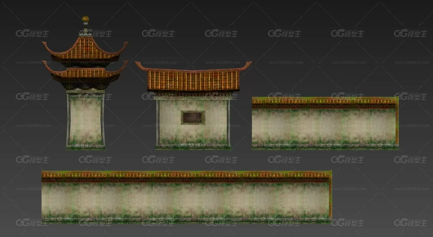 围墙 建筑 3D模型-1