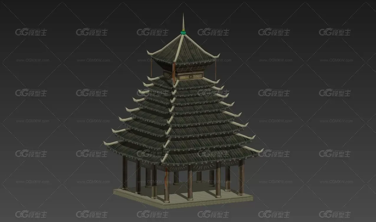 塔 建筑 3D模型-1