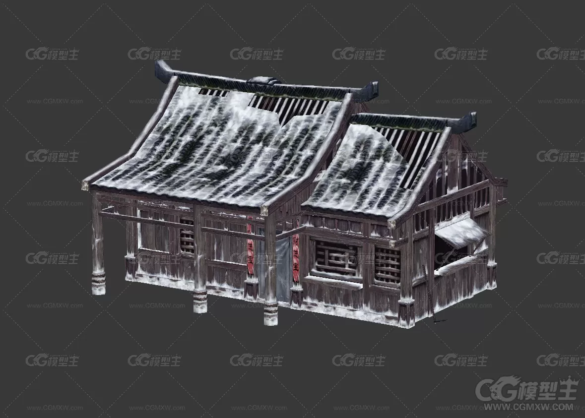 雪景房屋建筑模型-1