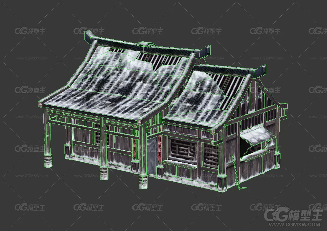 雪景房屋建筑模型-3