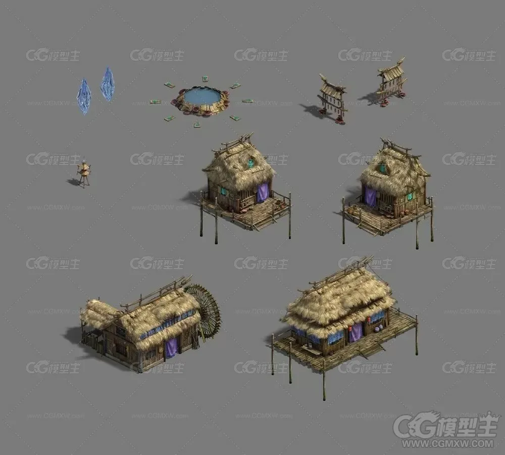 茅草屋3D模型-1