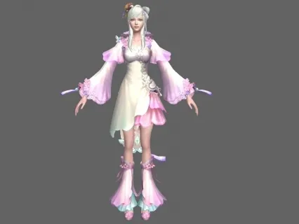 粉色桃花装女侠 cg模型