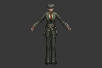 绿服女子爵 CG模型