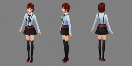 女休闲装三 3D模型免费下载