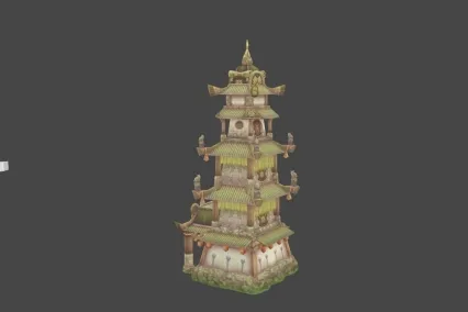塔 Q版 3D模型