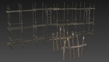 书架 木架 木栏 3D模型