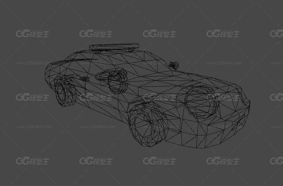 写实美国警车模型 低模游戏警车模型-4