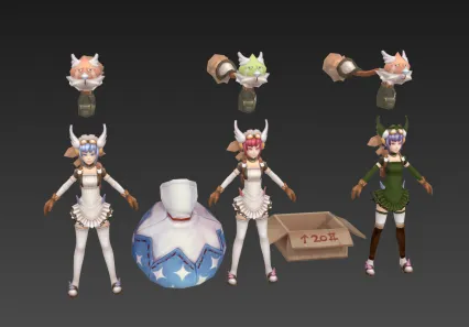 卡通Q版坐骑宠物动物角色3D模型 贴图 3dmax源文件 游戏美术素材