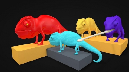 变色蜥蜴 卡通变色龙 动物C4D模型 Chameleon