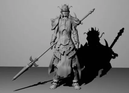手持方天画戟的英俊霸气神圣战士 CG模型