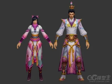 古代武侠男女游戏角色模型