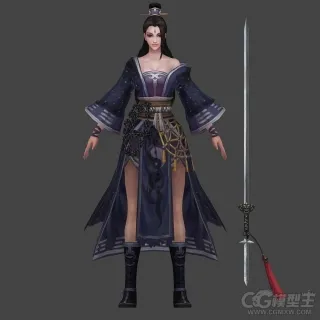 漂亮的女剑客人物角色模型