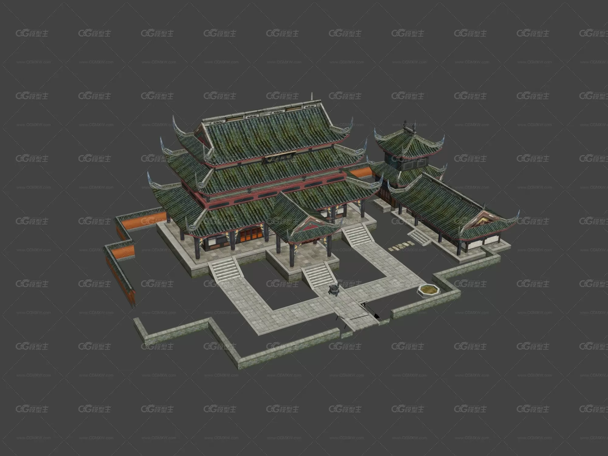 建筑 房屋 楼阁 场景 武侠 仙侠 3D模型-1