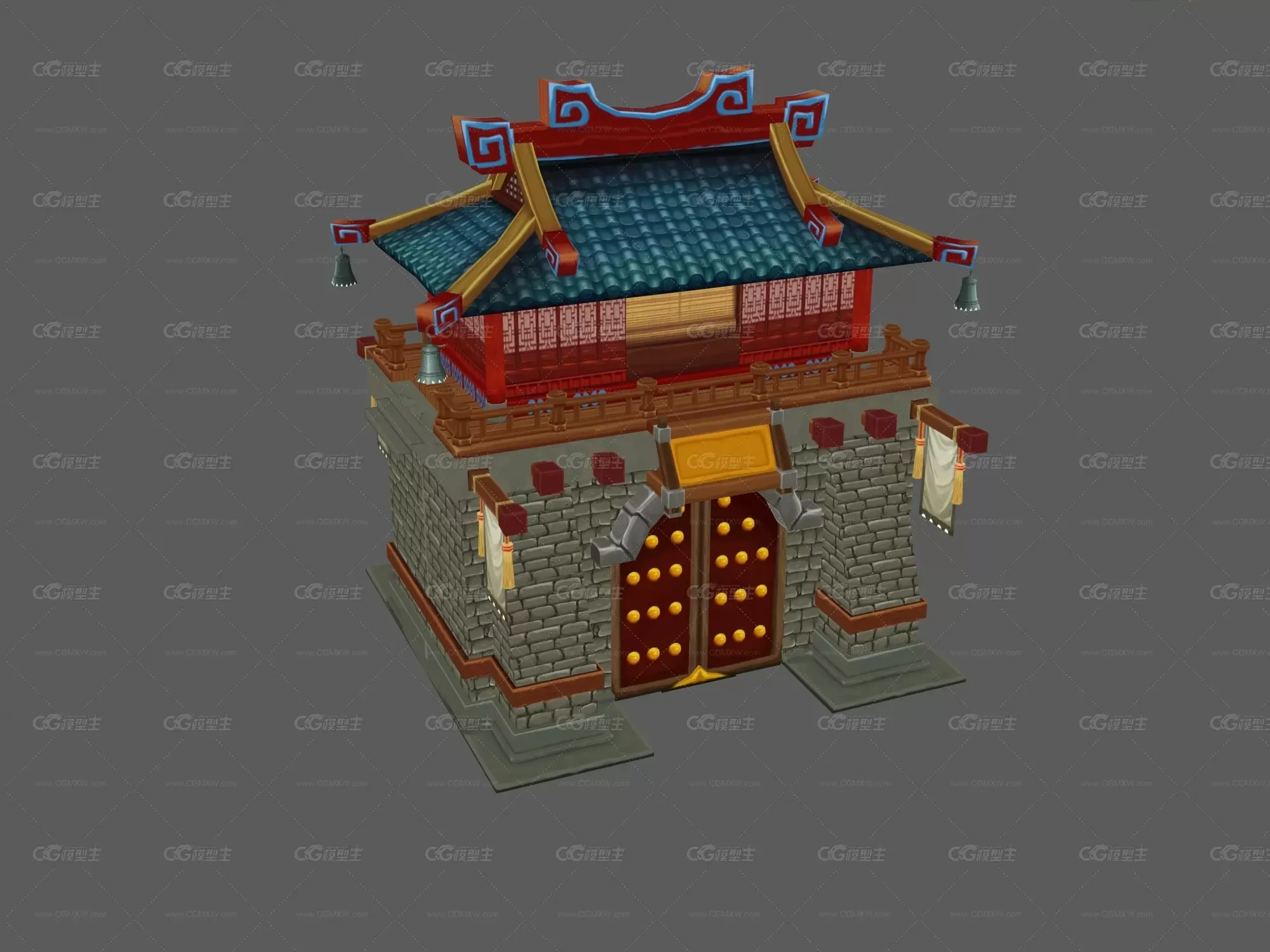 Q版 城门 3D模型-1