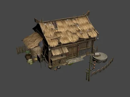 茅草屋 3D模型