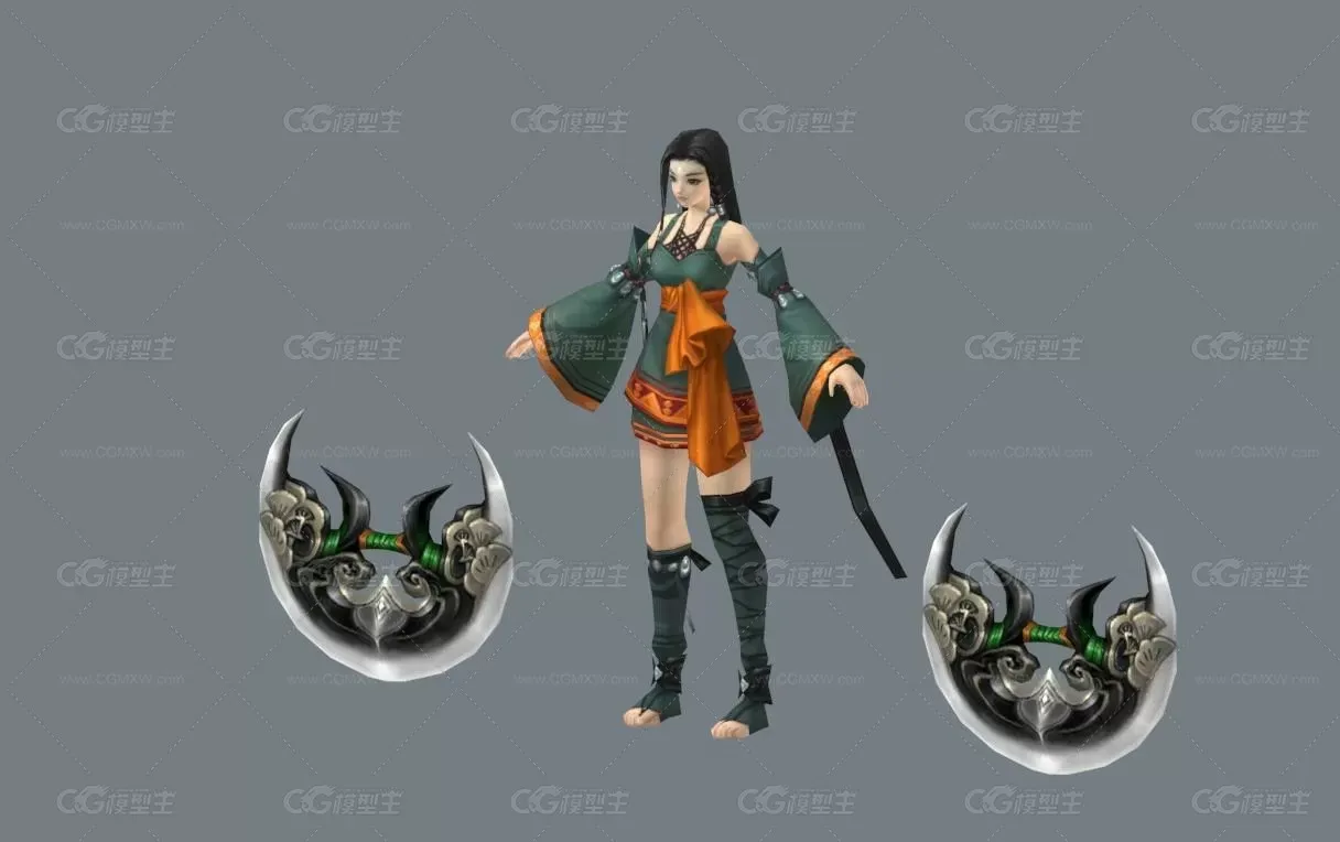 守护圆月神器女 3d模型-2