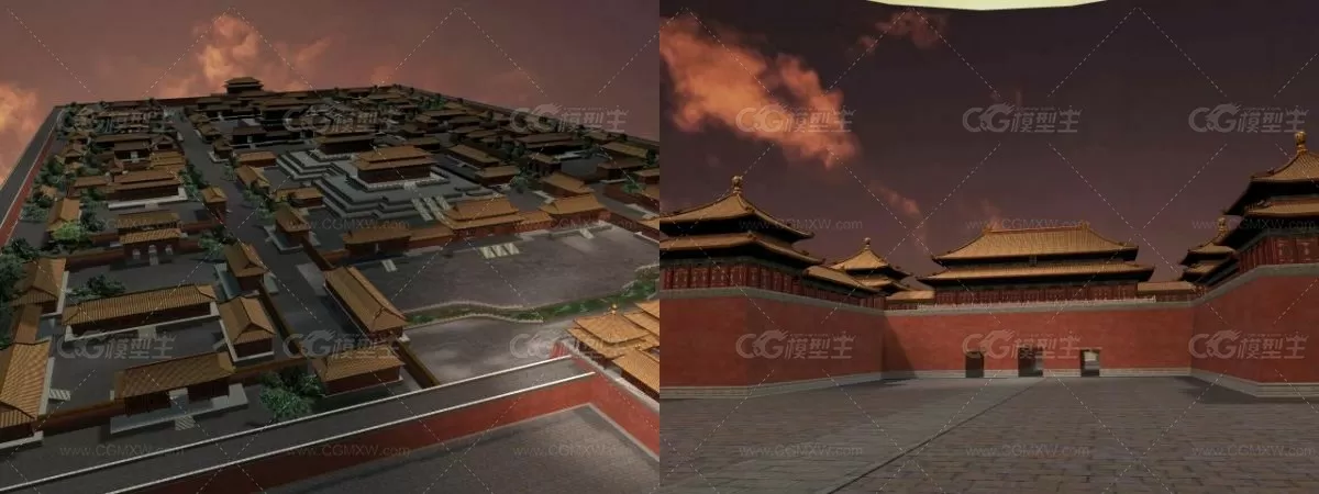 故宫 宫殿 场景 全景（自带灯光VR渲染） 3D模型-1