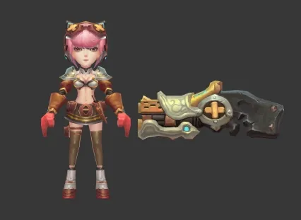 女枪手 3d模型