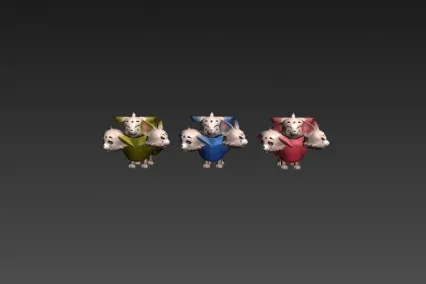 三只三头狗 CG模型免费下载