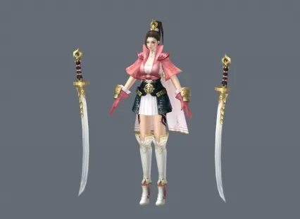 双刀女侠  3d模型