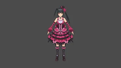 二次元 红裙 女 小姐姐 美女 3D模型