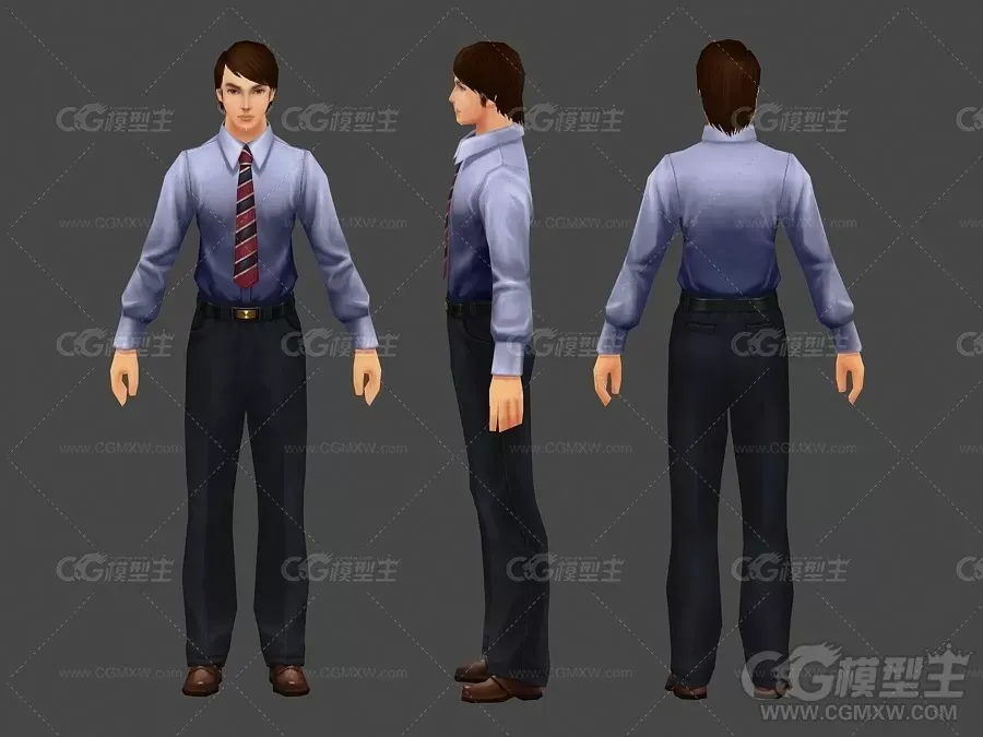 衬衣男3D模型-1