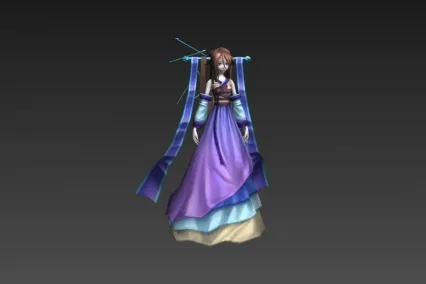 蓝紫汉服女 CG模型