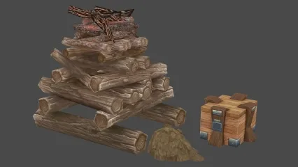 部件 柴火堆 木箱子 3D模型