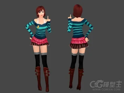 漂亮的美女模型 带骨骼绑定