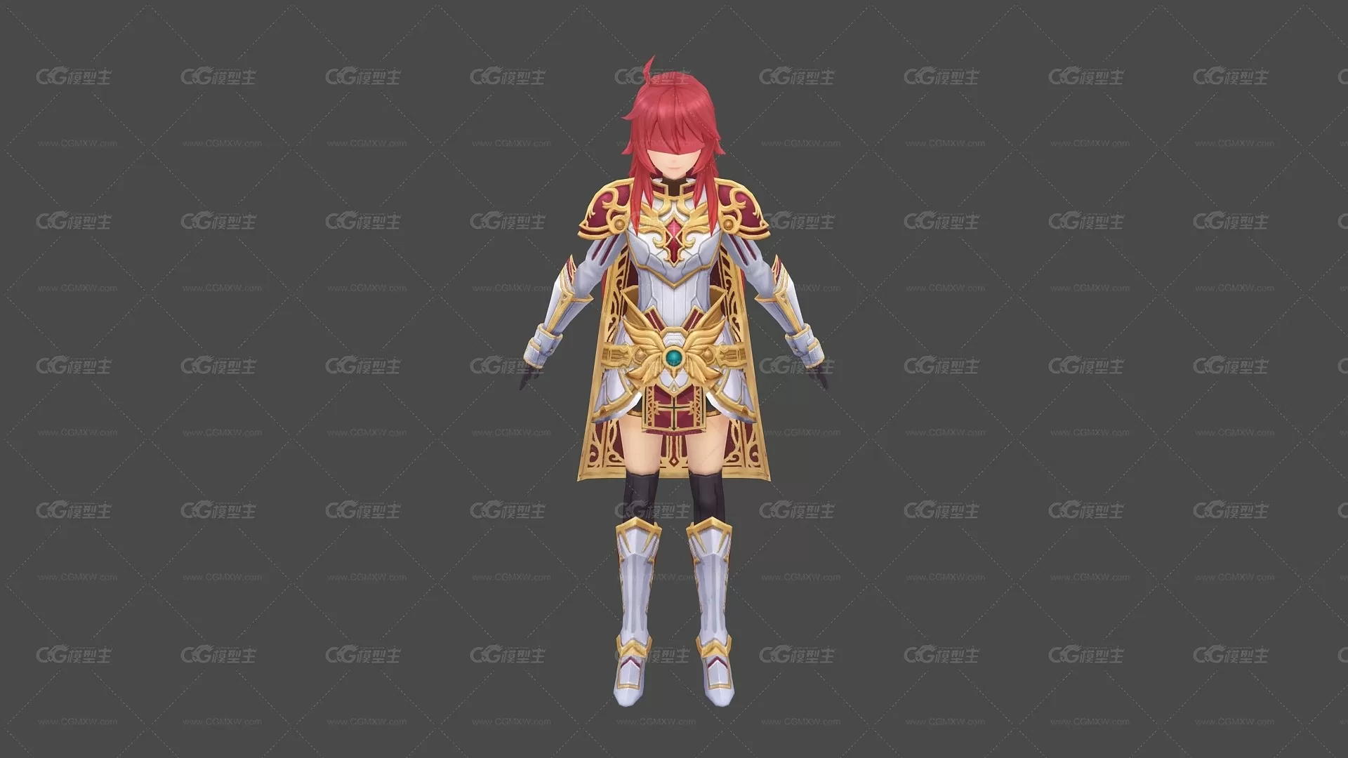 二次元 女骑士 骑士长 3D模型-1