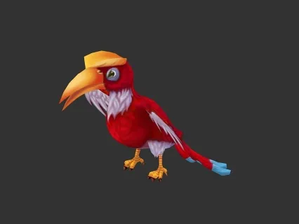 卡通手绘小鸟3D模型