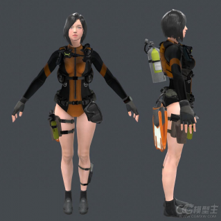 女潜水员3D模型