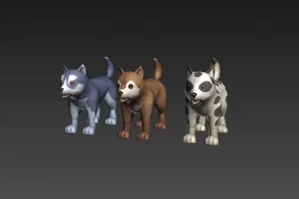 三只小狗 CG模型