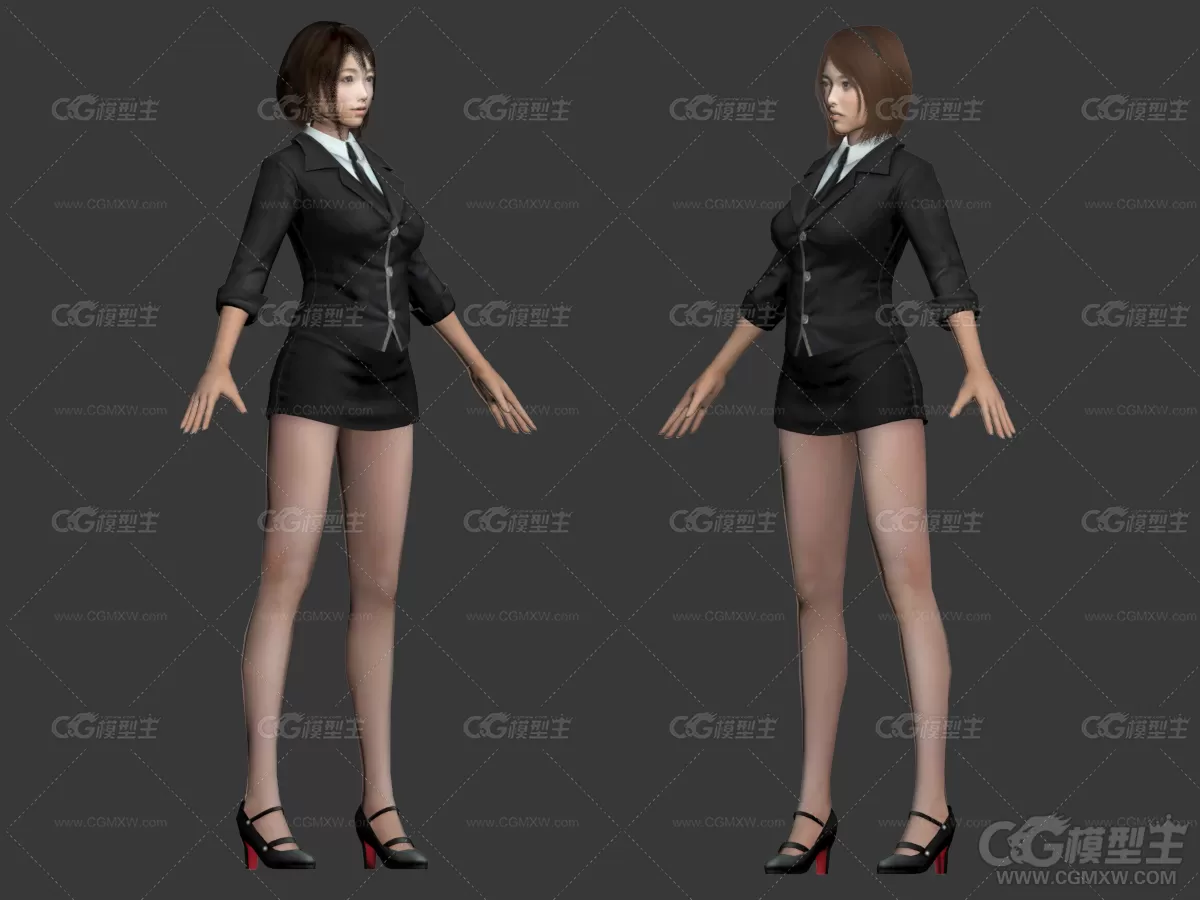 现代制服美女3D模型-2