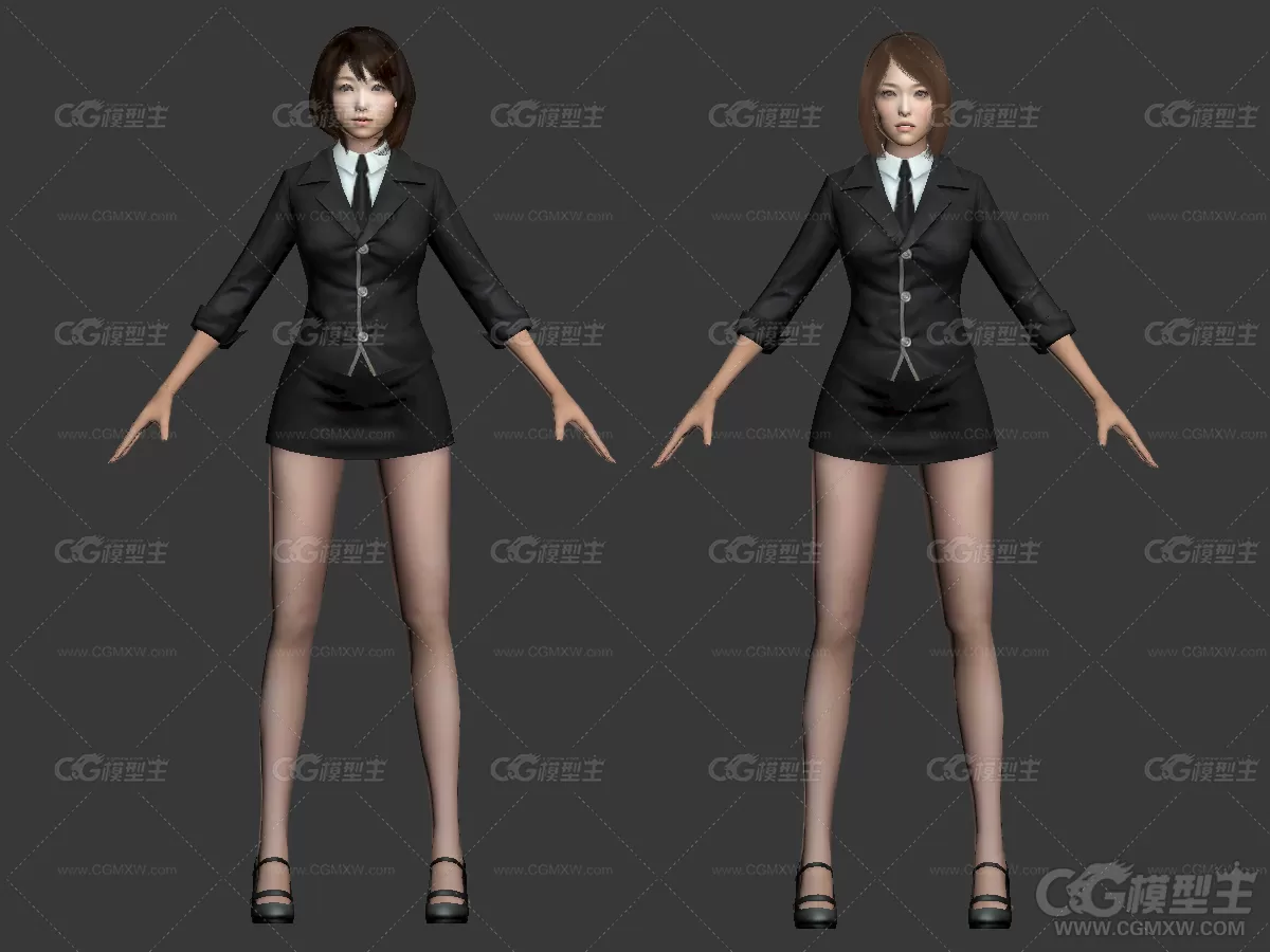 现代制服美女3D模型-3