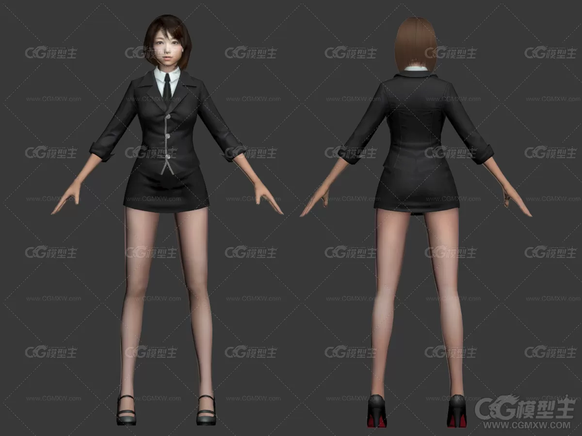 现代制服美女3D模型-4