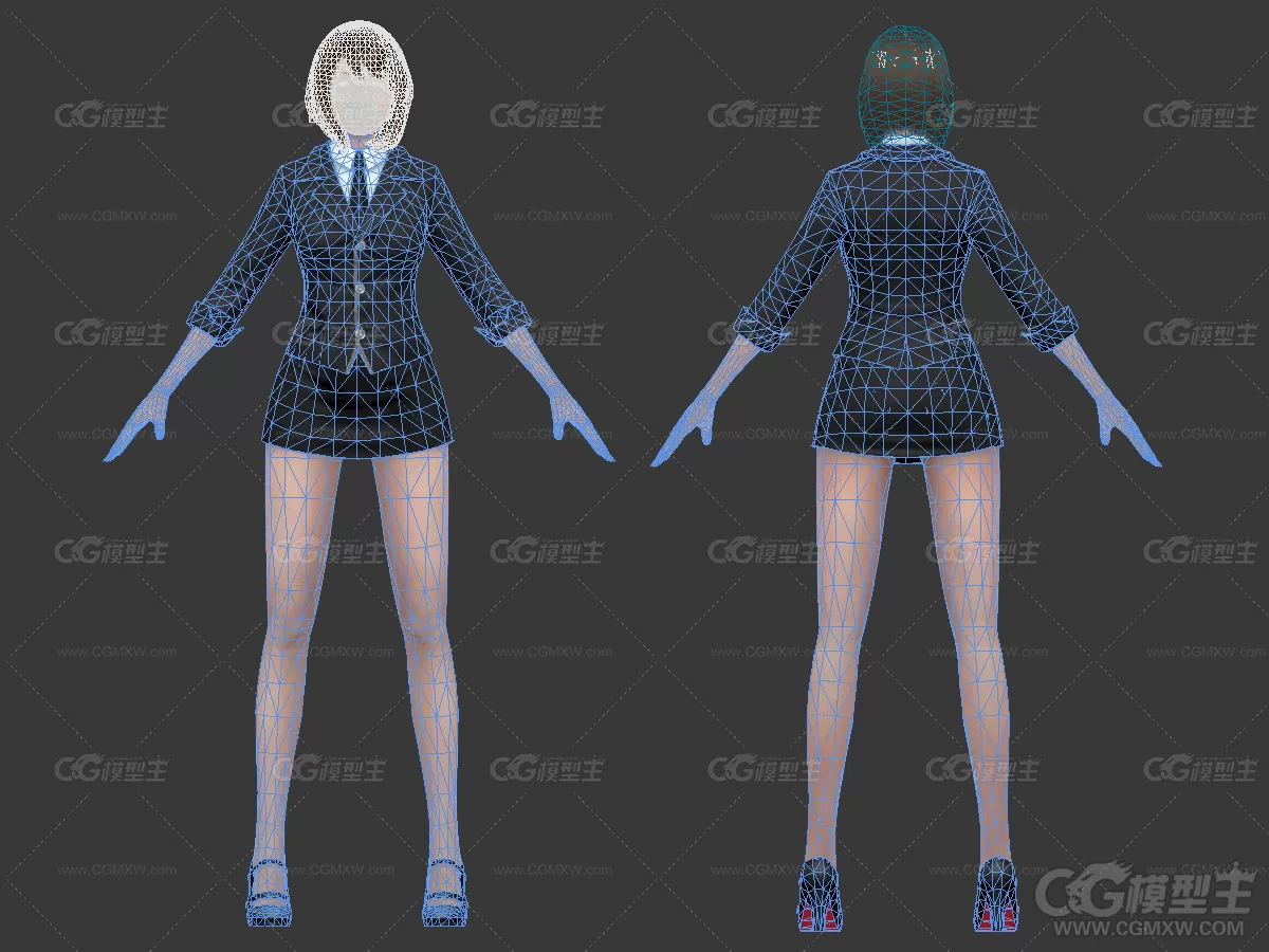 现代制服美女3D模型-5