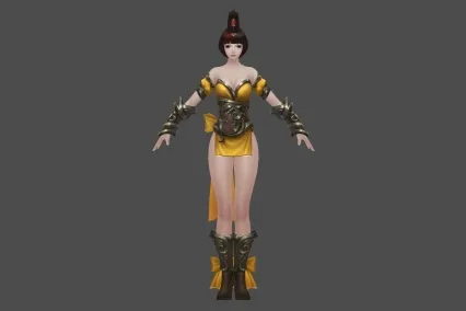 武侠 仙侠 黄衣 女 3D模型