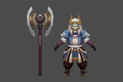 Q版 神魔 脸谱怪物 斧子怪 3D模型