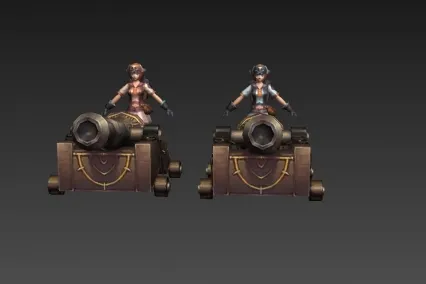 两门大炮 3D模型